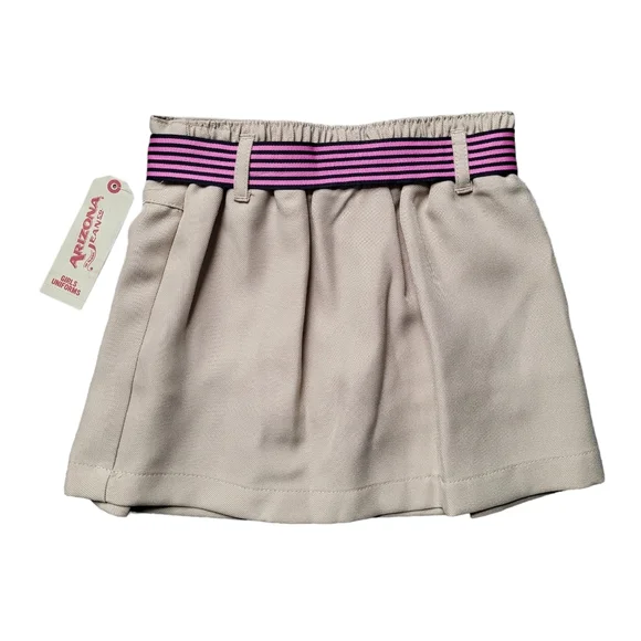 Girls A-Line Pleated Khaki Scooter Skirt Skort Uniform Striped Ribbon Belt Size - Picture 3 of 6